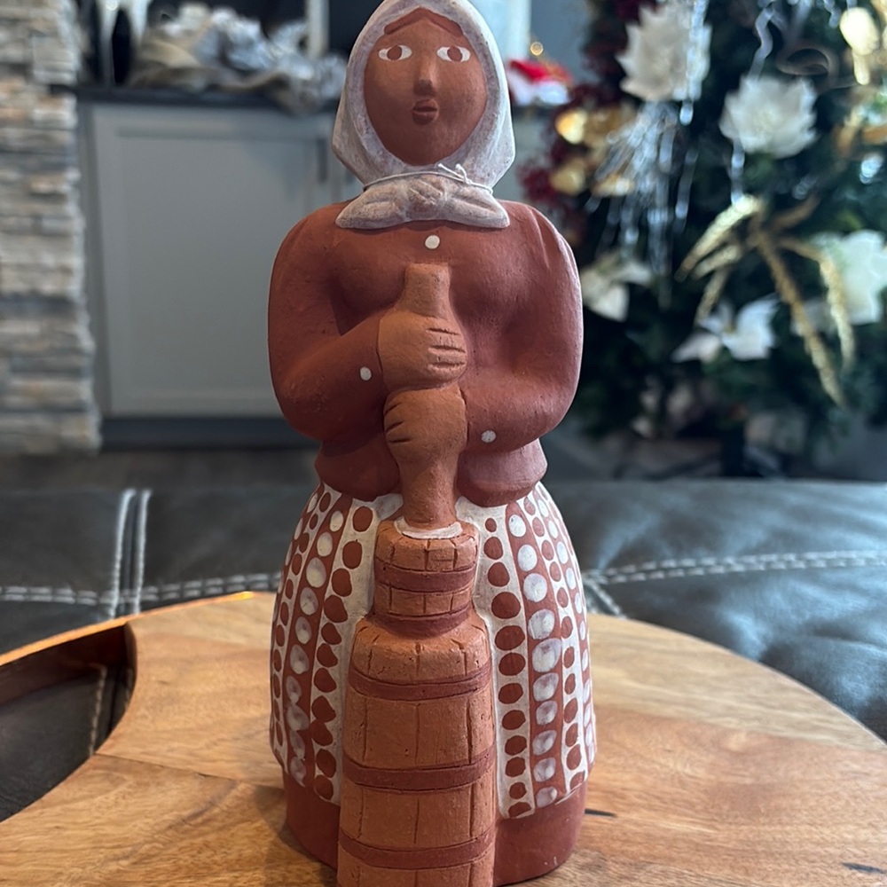Handcrafted Terracotta Figurine - Brown and White